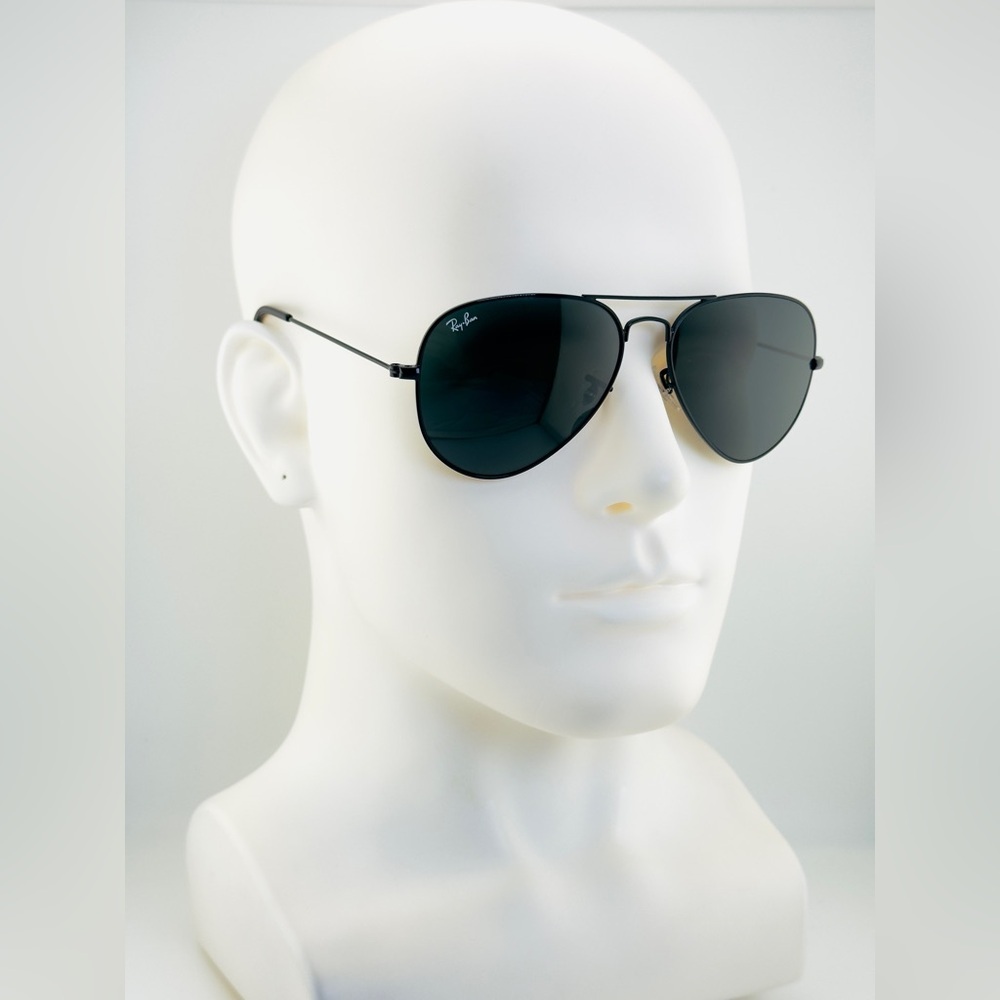 Ray-Ban Aviator Sunglasses Total Black RB3025 Polished Black Frame Black Lenses